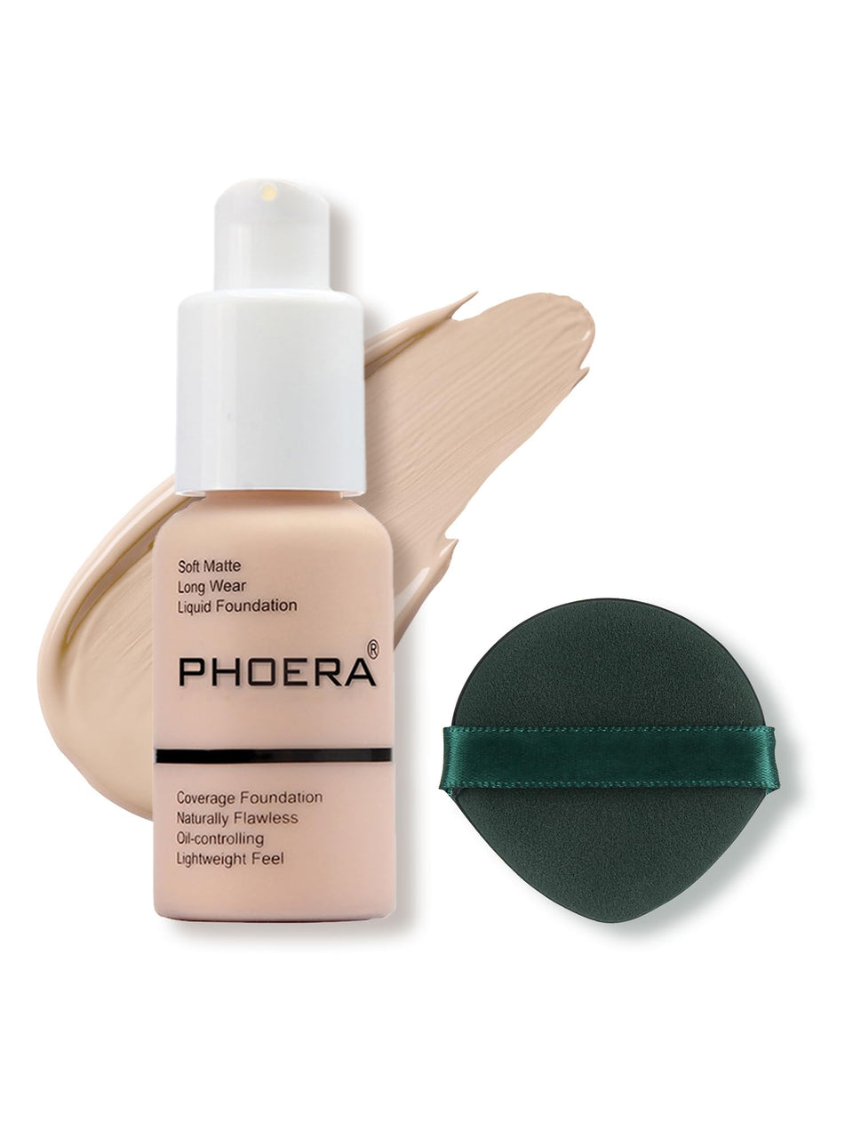 PHOERA bottle front view showing #101 Porcelain shade and travel benefit