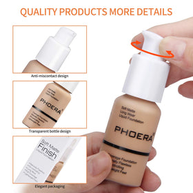 PHOERA set with light powder showing matte finish and oil control benefit
