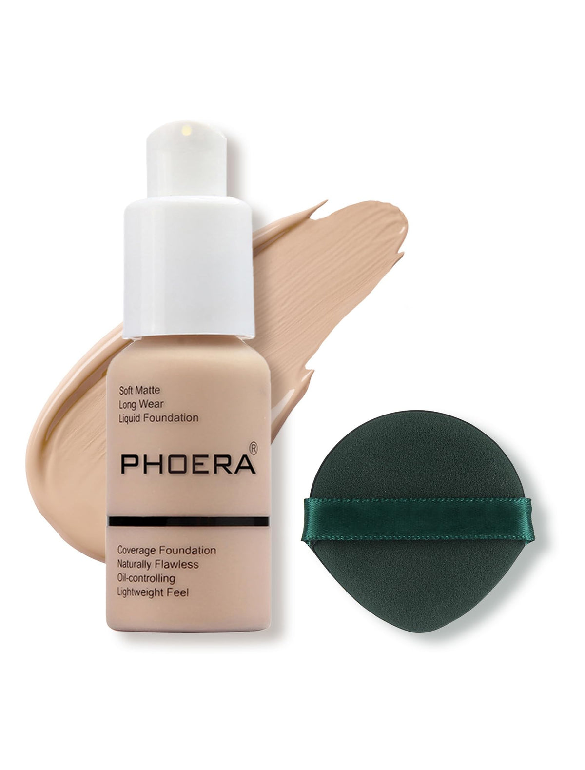 PHOERA front packaging showing shade #102 Nude and compact design benefits