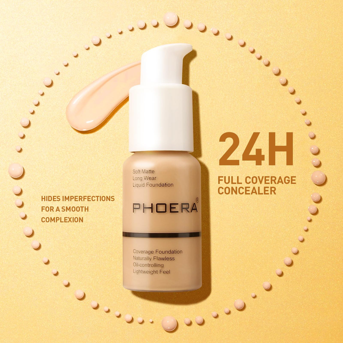 PHOERA texture swirl on skin showing smooth blendability and coverage benefit