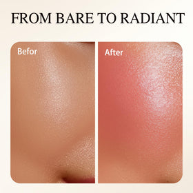 PHOFAY cheek before and after demonstrating natural luminous finish benefit