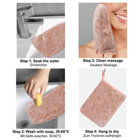 PHOGARY mitt worn on hand demonstrating fit and control for precise facial cleaning