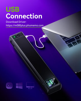 Phomemo paired with a phone via Bluetooth for seamless design transfer