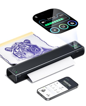 Phomemo front view showing compact stencil printer and controls delivery-ready