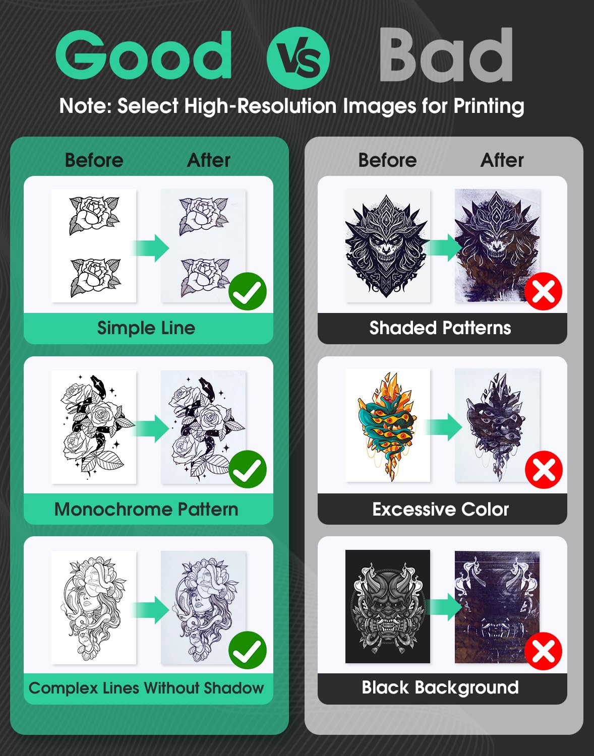 Phomemo M08F printing a stencil in hand demonstrating instant transfer readiness