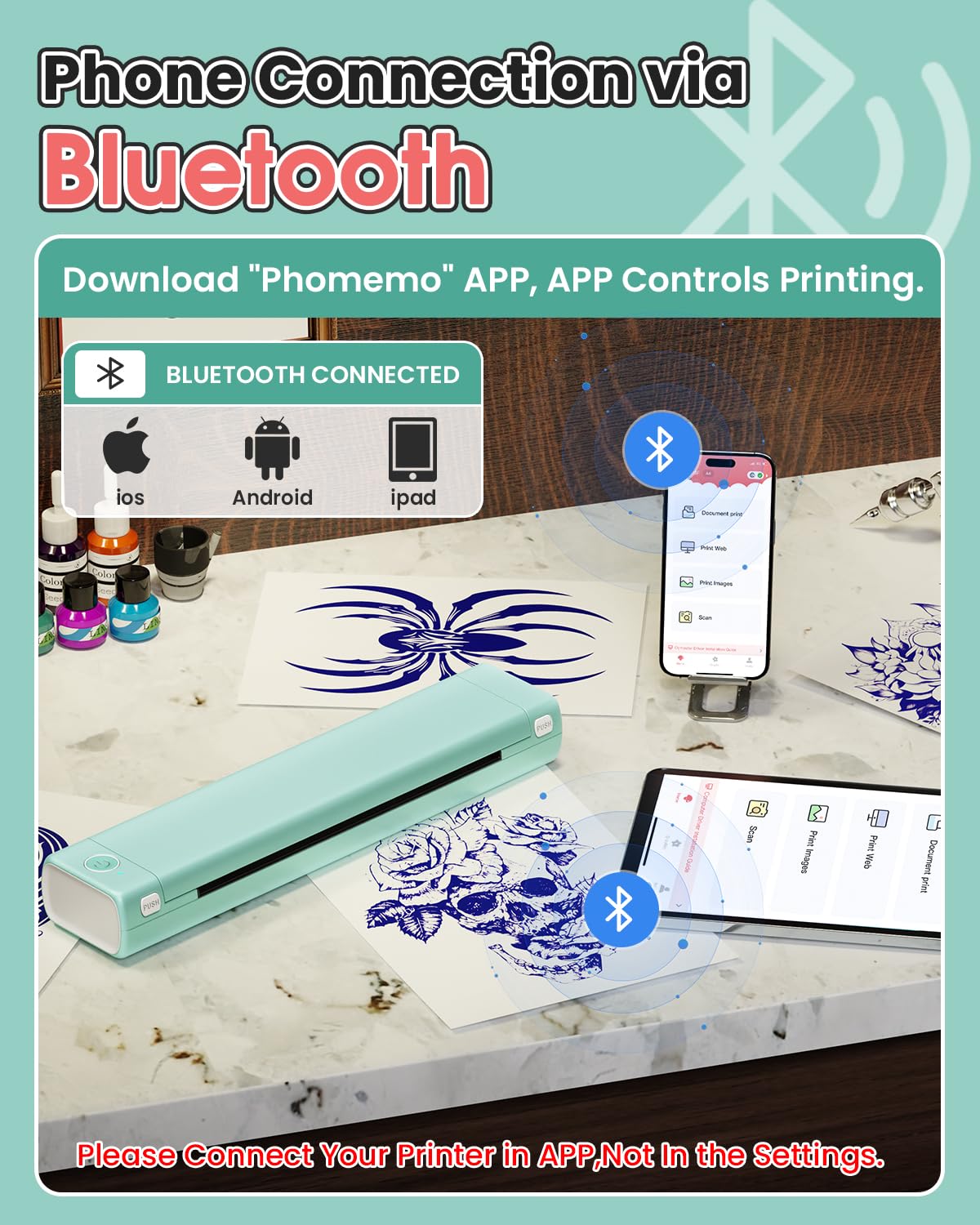 Phomemo M08F thermal print head close-up showing precise line capability