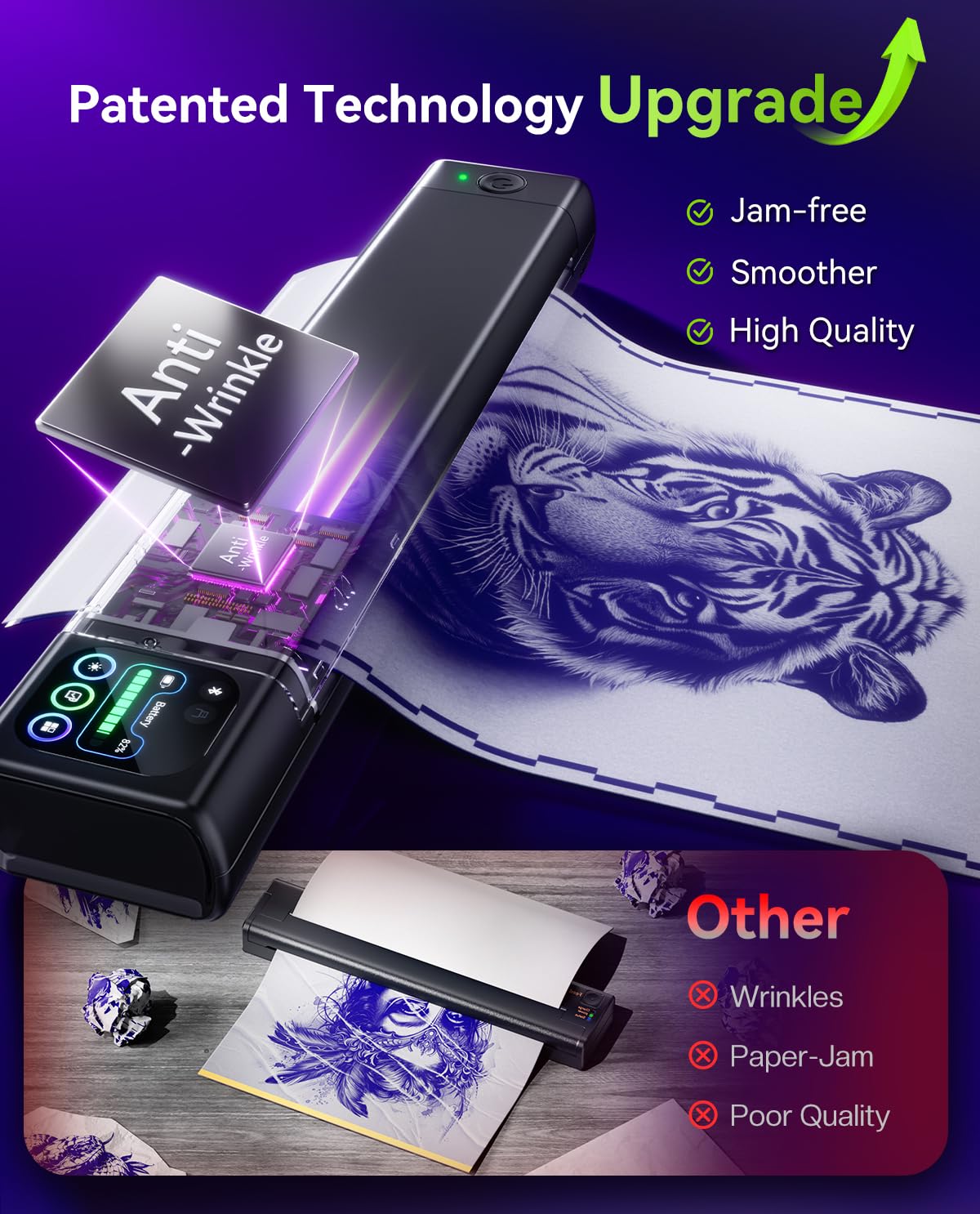 Phomemo printing in action producing a clean inkless tattoo stencil quickly