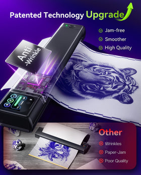 Phomemo printing in action producing a clean inkless tattoo stencil quickly