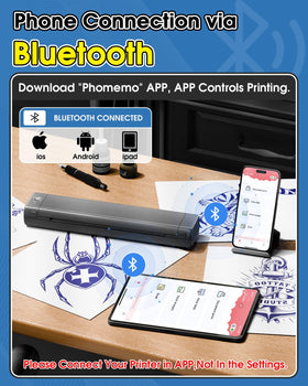 Phomemo printing action showing thermal head producing a clear stencil quickly