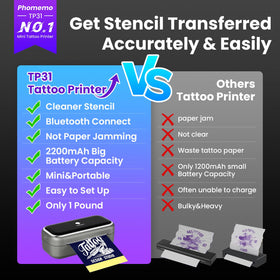 Phomemo TP31 paper slot close-up showing precise transfer alignment benefit