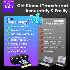 Phomemo TP31 held in hand illustrating lightweight portably for artists