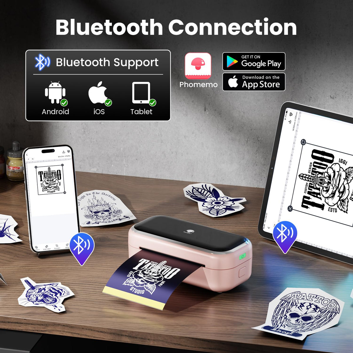 Phomemo TP31 held in hand to show scale and lightweight portability for artists