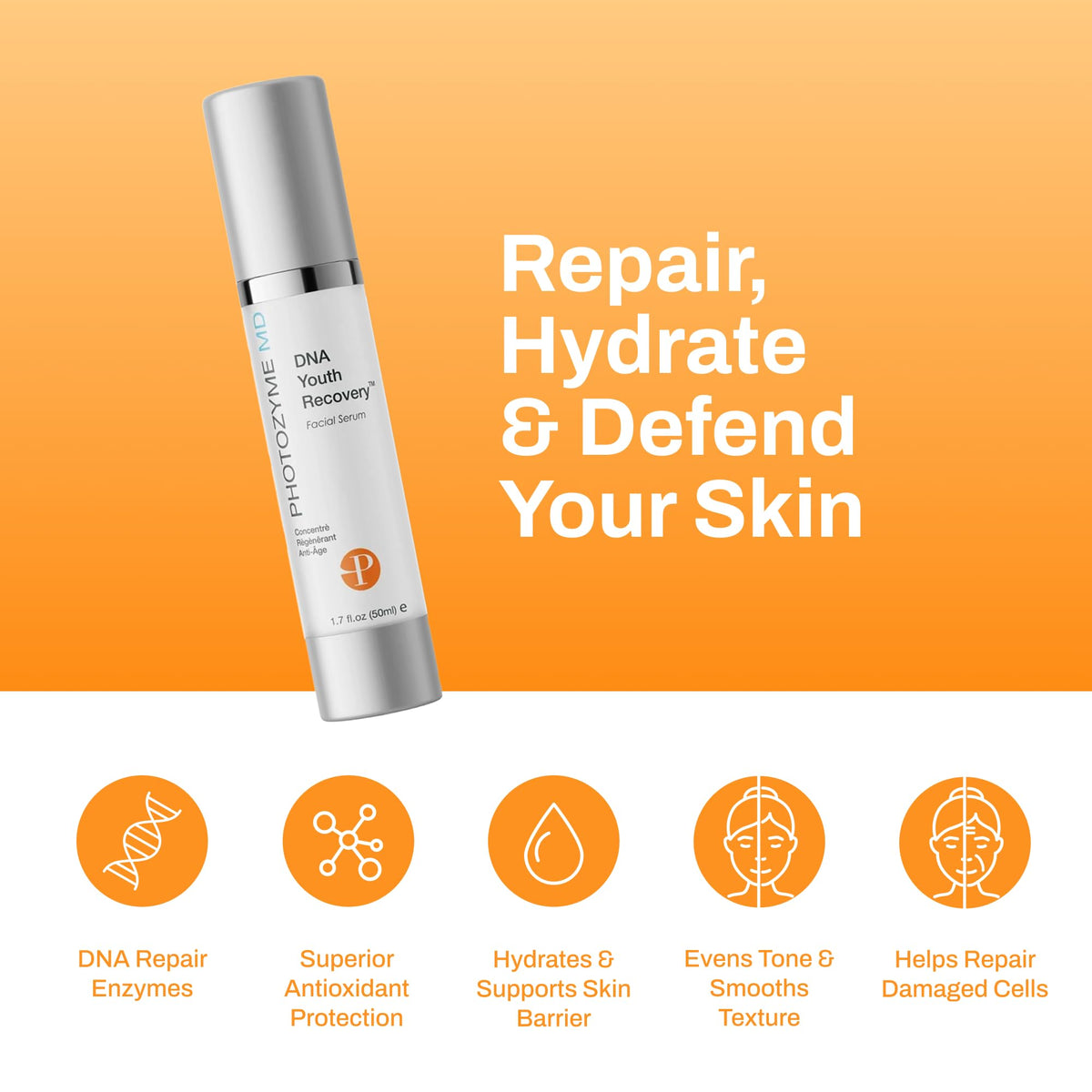 Photozyme serum texture close-up highlighting lightweight finish and quick absorption