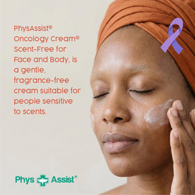 PhysAssist applied to cheek demonstrating gentle facial hydration without fragrance