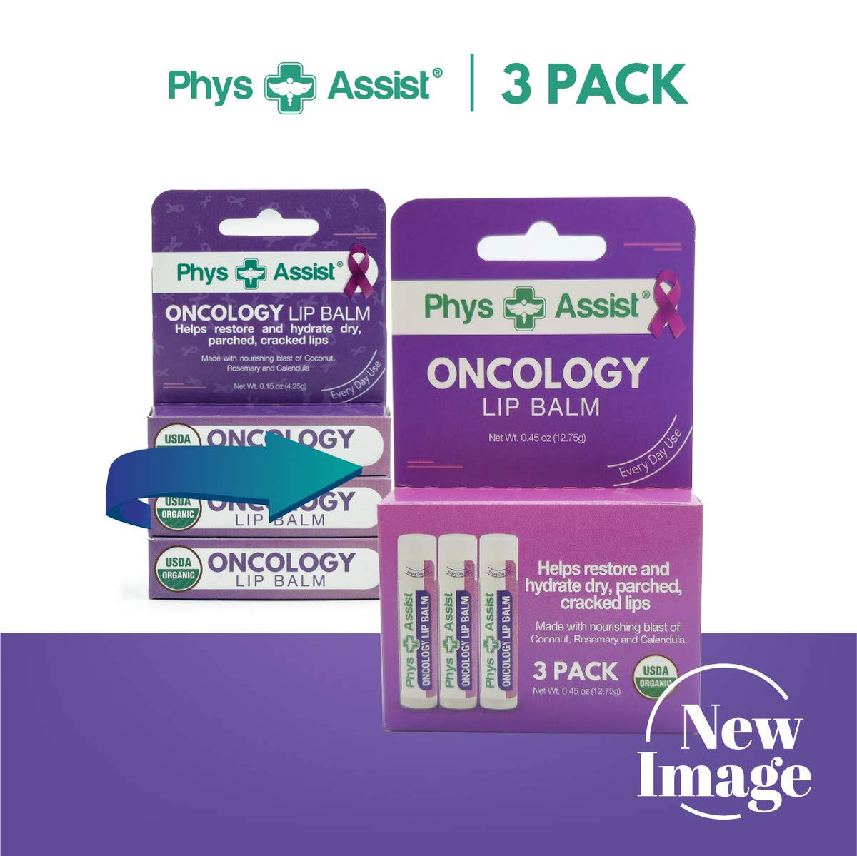 PhysAssist lip balm tube extended to show smooth moisturizing texture
