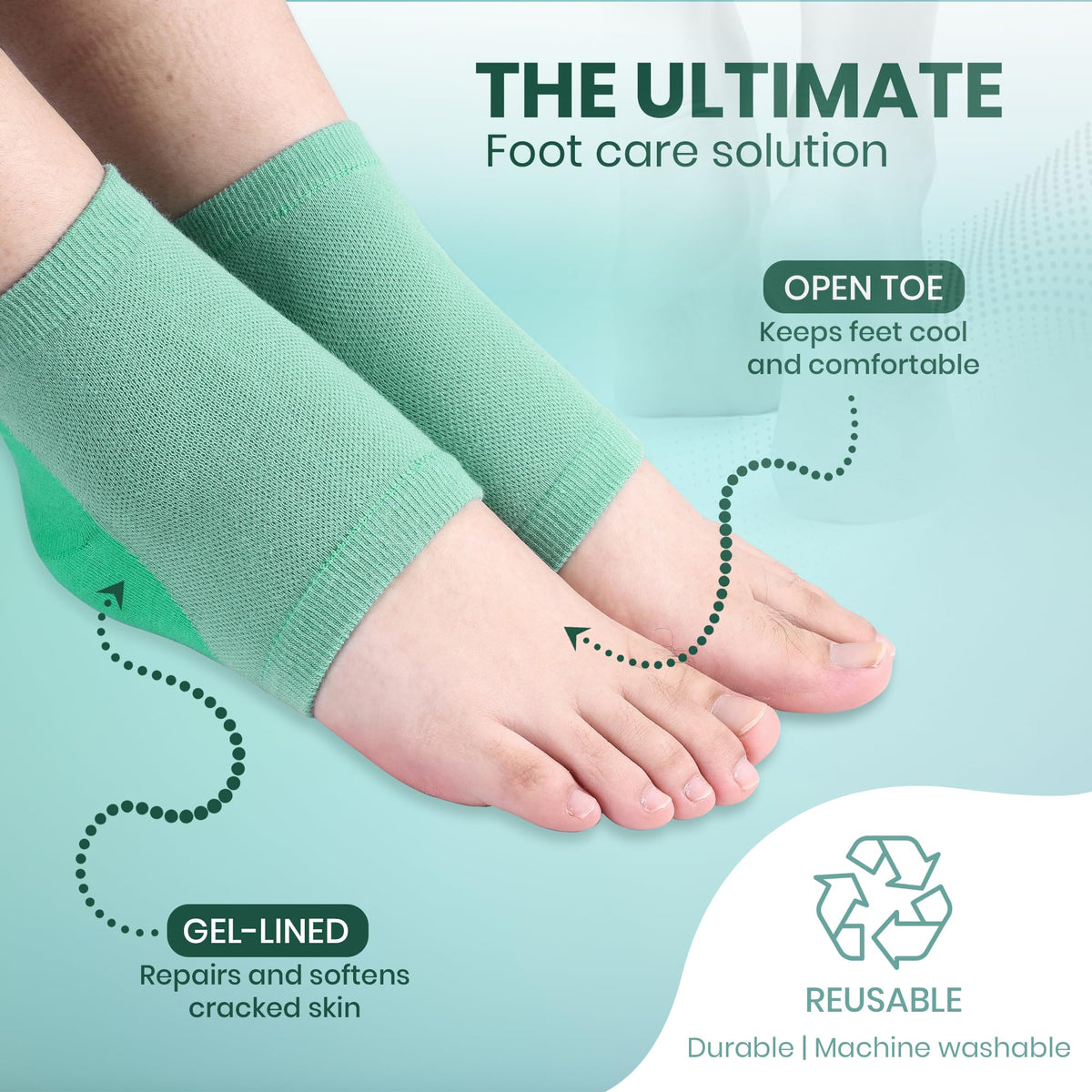 PhysFlex folded socks revealing inner gel lining, indicates reusable design benefit