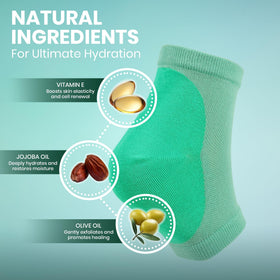 PhysFlex socks worn on feet in a bedroom setting, demonstrates comfortable overnight use