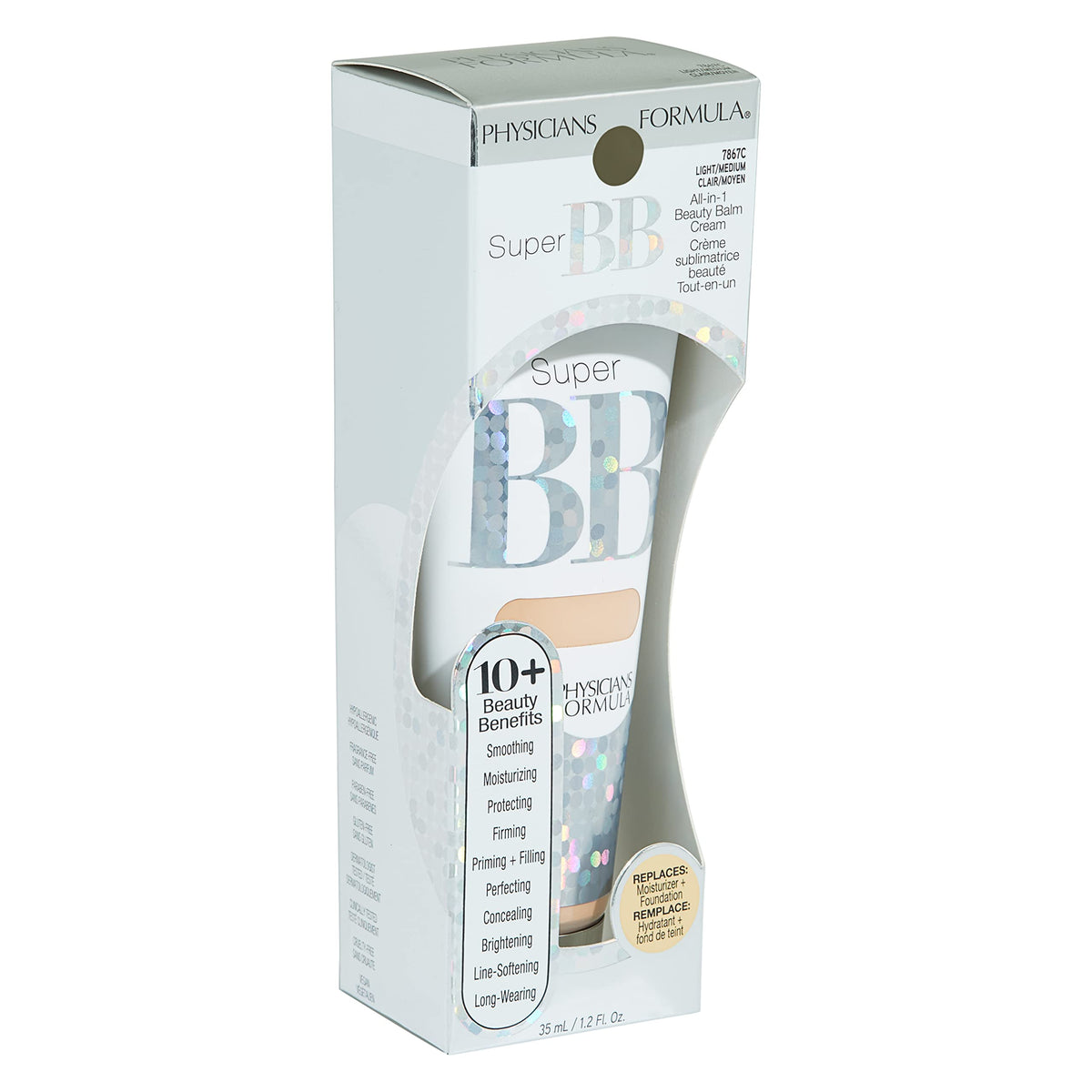 Physicians Formula BB cream being applied with fingers demonstrating smooth blend and hydration