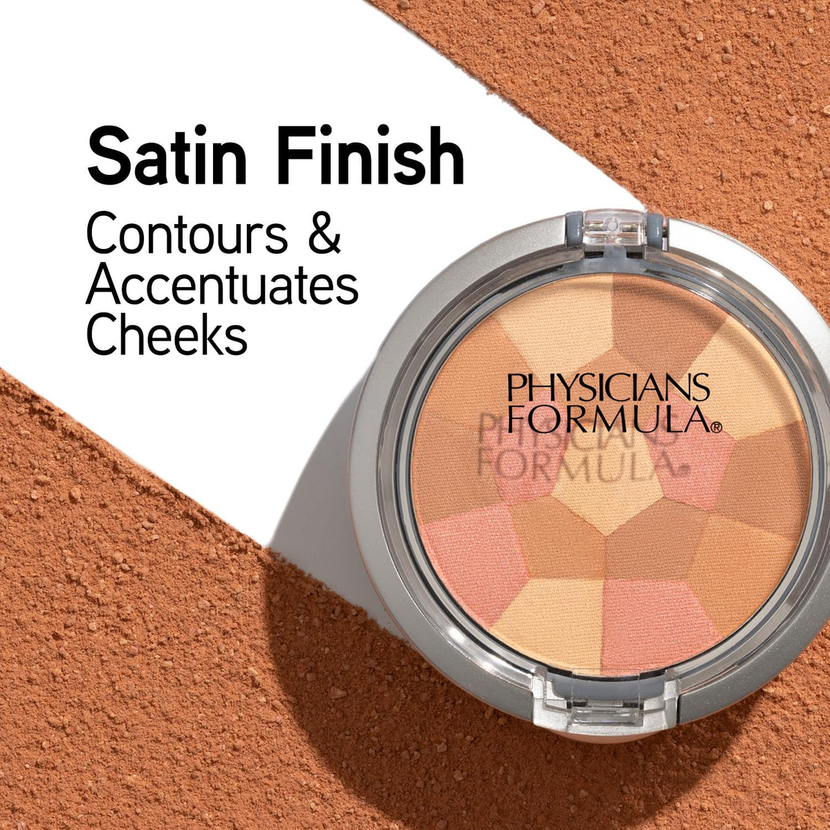 Physicians Formula open pan close-up showing mosaic powder texture for seamless blending