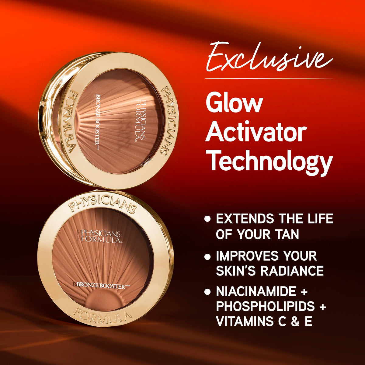 Physicians Formula brush applying bronzer to cheek for seamless blending and natural contour