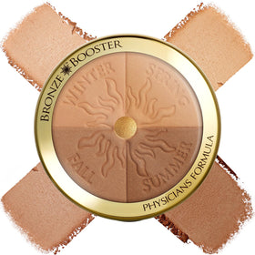 Physicians Formula compact front view showing four bronzing shades and mirror for portability