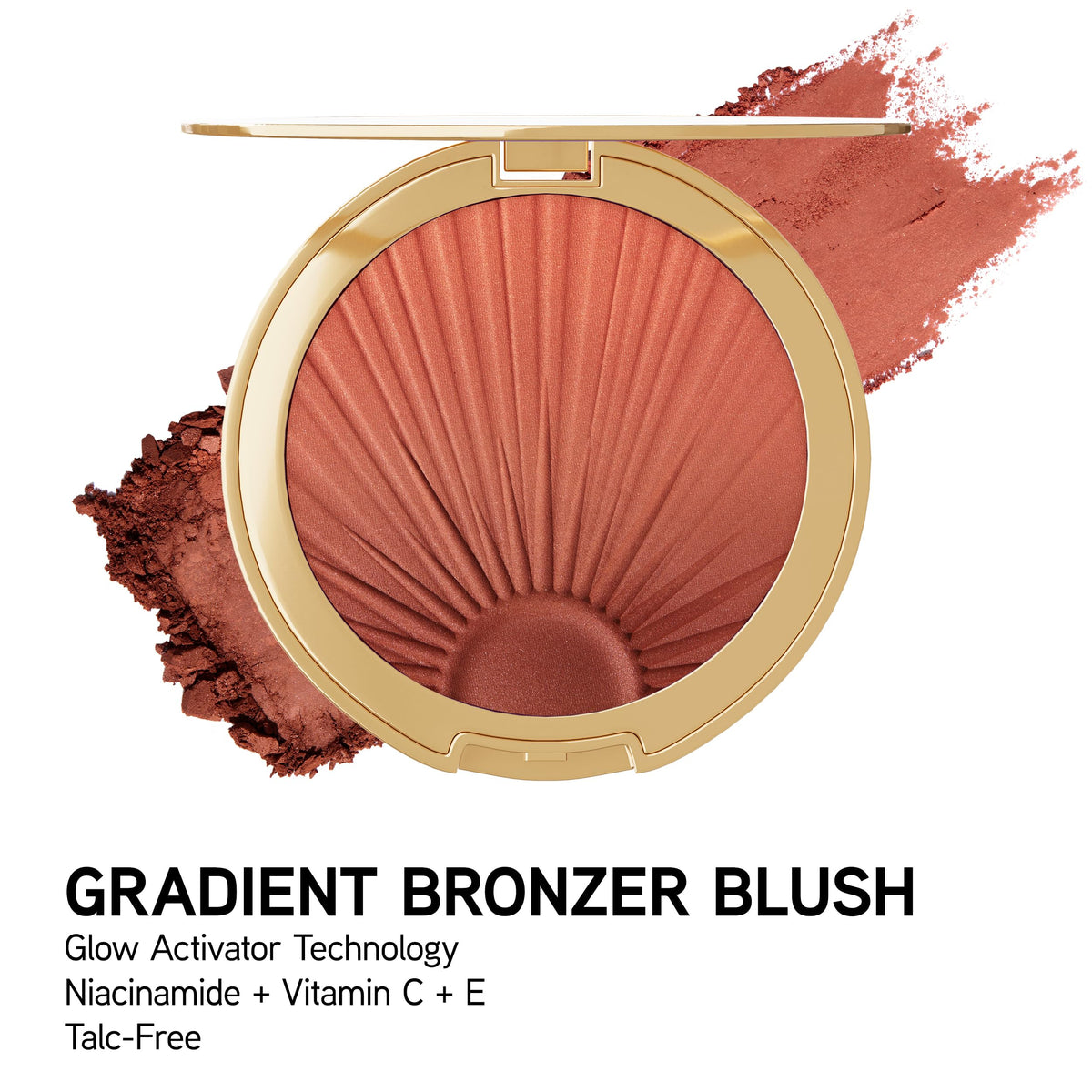 Physicians Formula model wearing rosy-bronze blush for natural sun-kissed look
