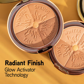 Physicians Formula bronzer open pan displaying four bronze shades and gold highlight