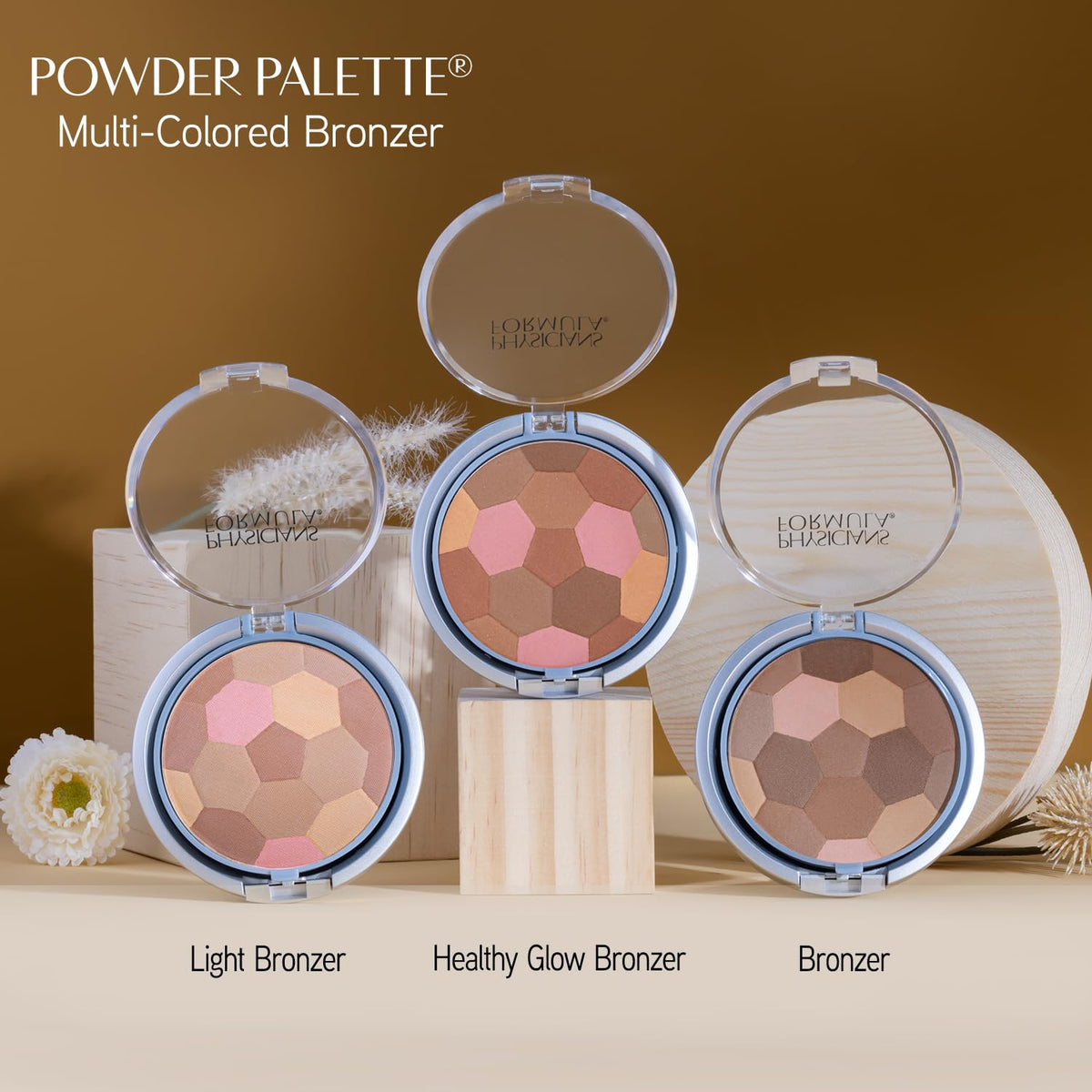 Physicians Formula palette held in hand to show size and travel-friendly convenience
