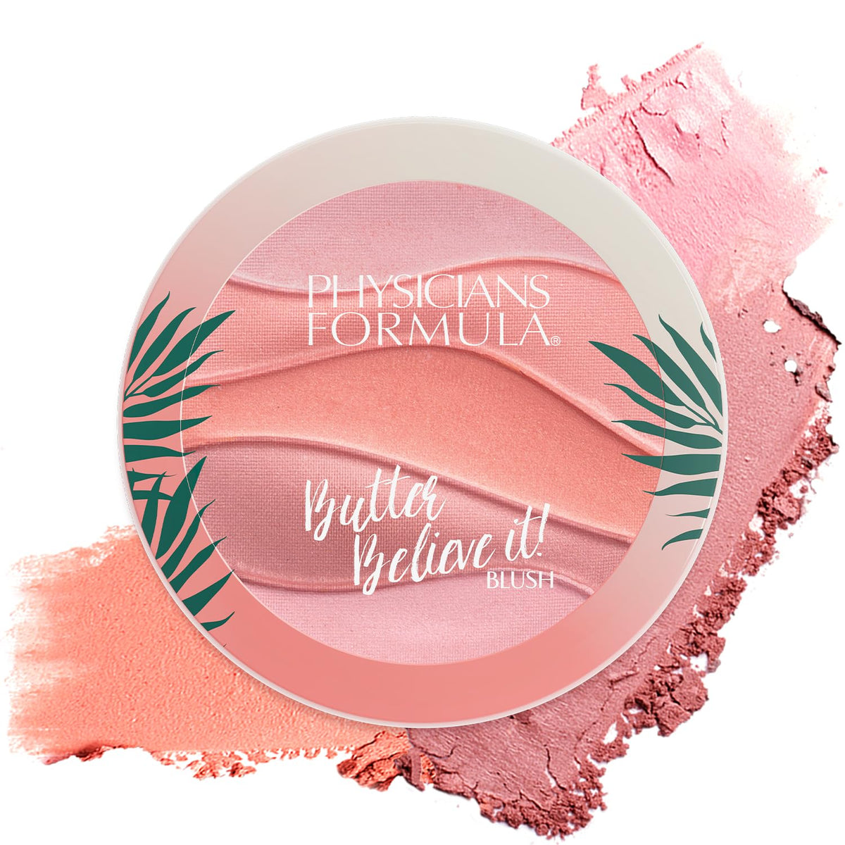 Physicians Formula front packaging showing Pink Sands blush and benefit of buildable color