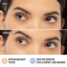 Physicians Formula before and after lashes demonstrating volume and length