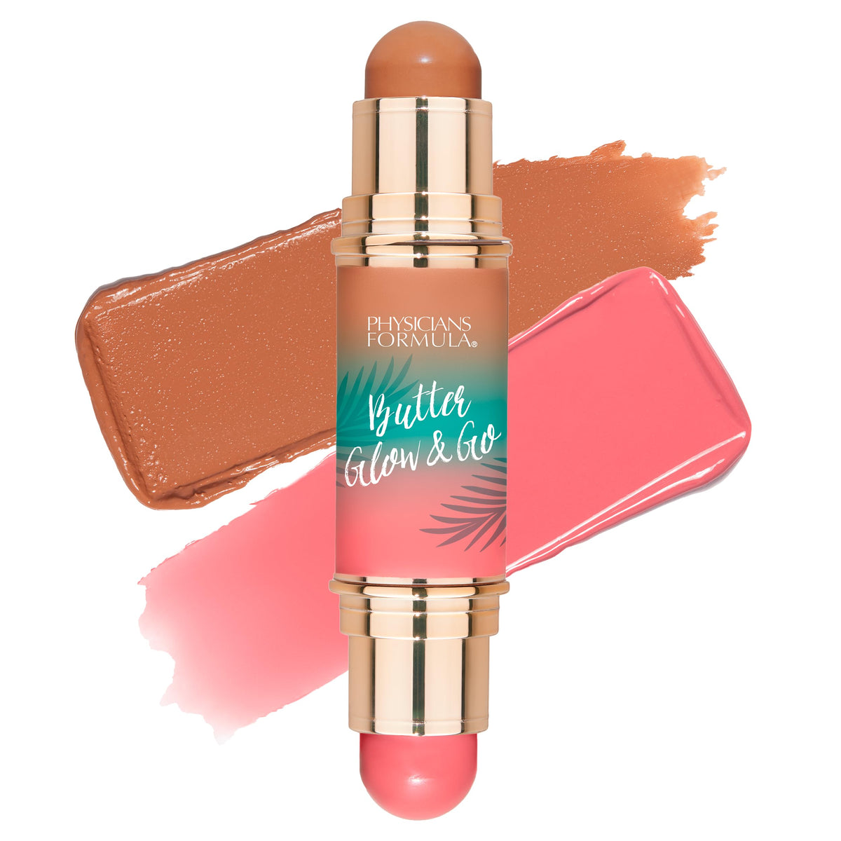 Physicians Formula dual-ended stick front view showing both velvet and glow ends and travel convenience