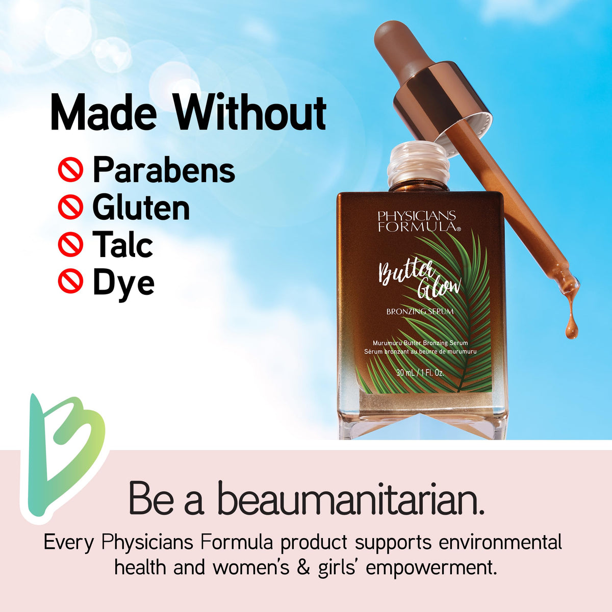 Physicians Formula application on hand showing blended finish, demonstrates natural radiance
