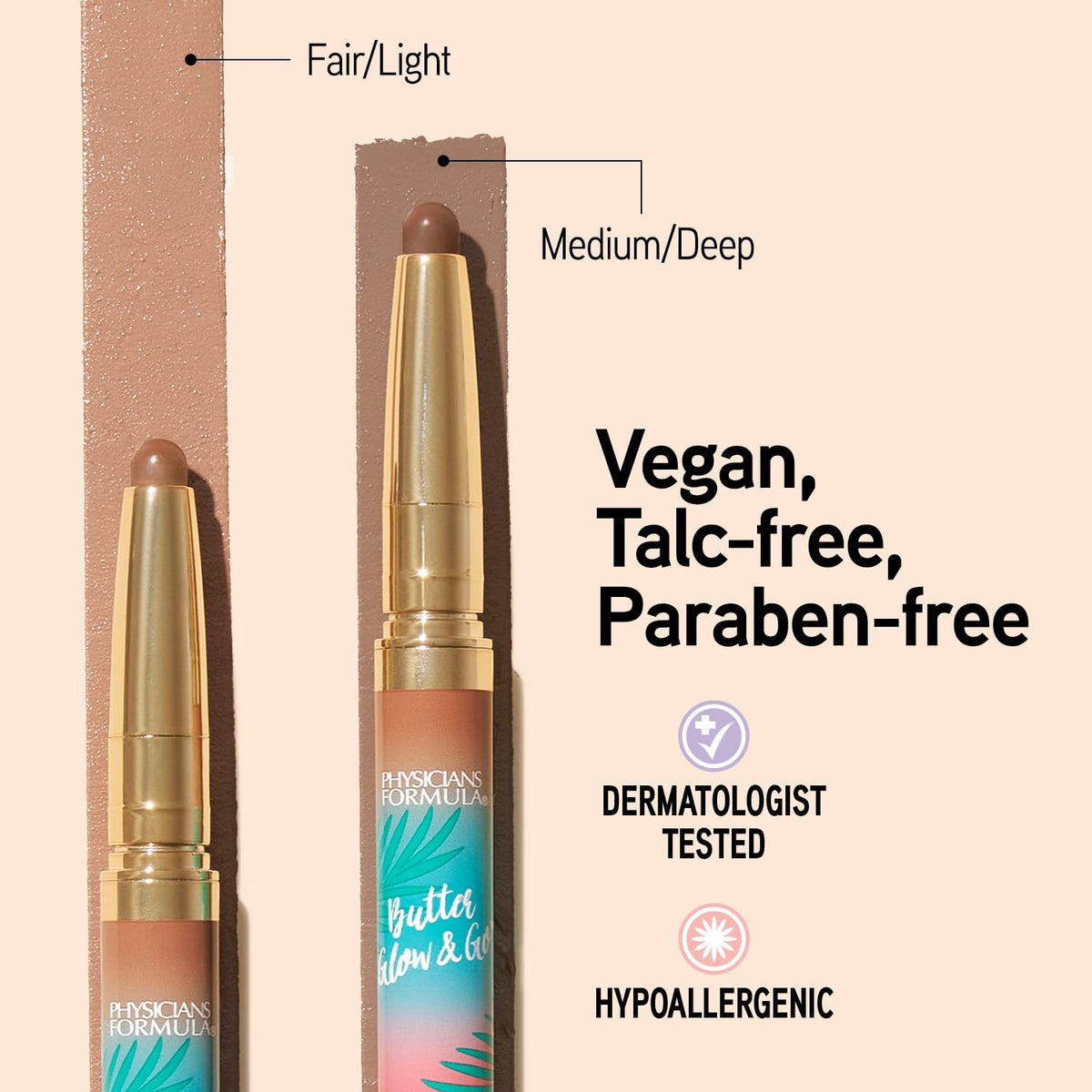 Physicians Formula contour stick swatch on arm demonstrating blendable shading and natural finish