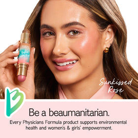 Physicians Formula stick held in hand to show compact size and easy portability benefit