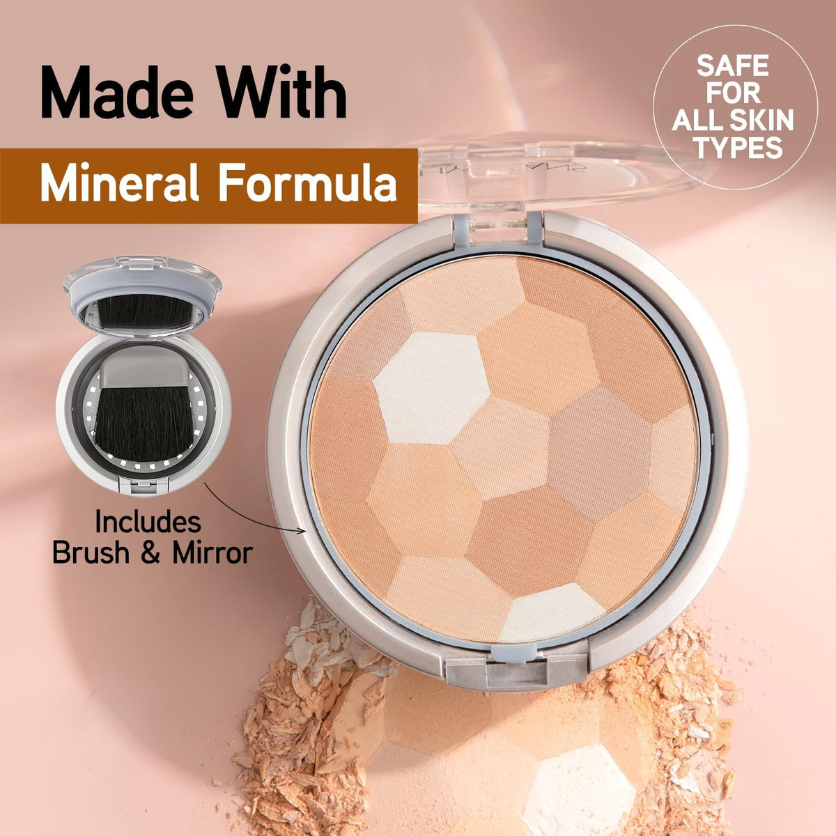Physicians Formula compact held in hand to show travel-friendly size and convenient use benefit