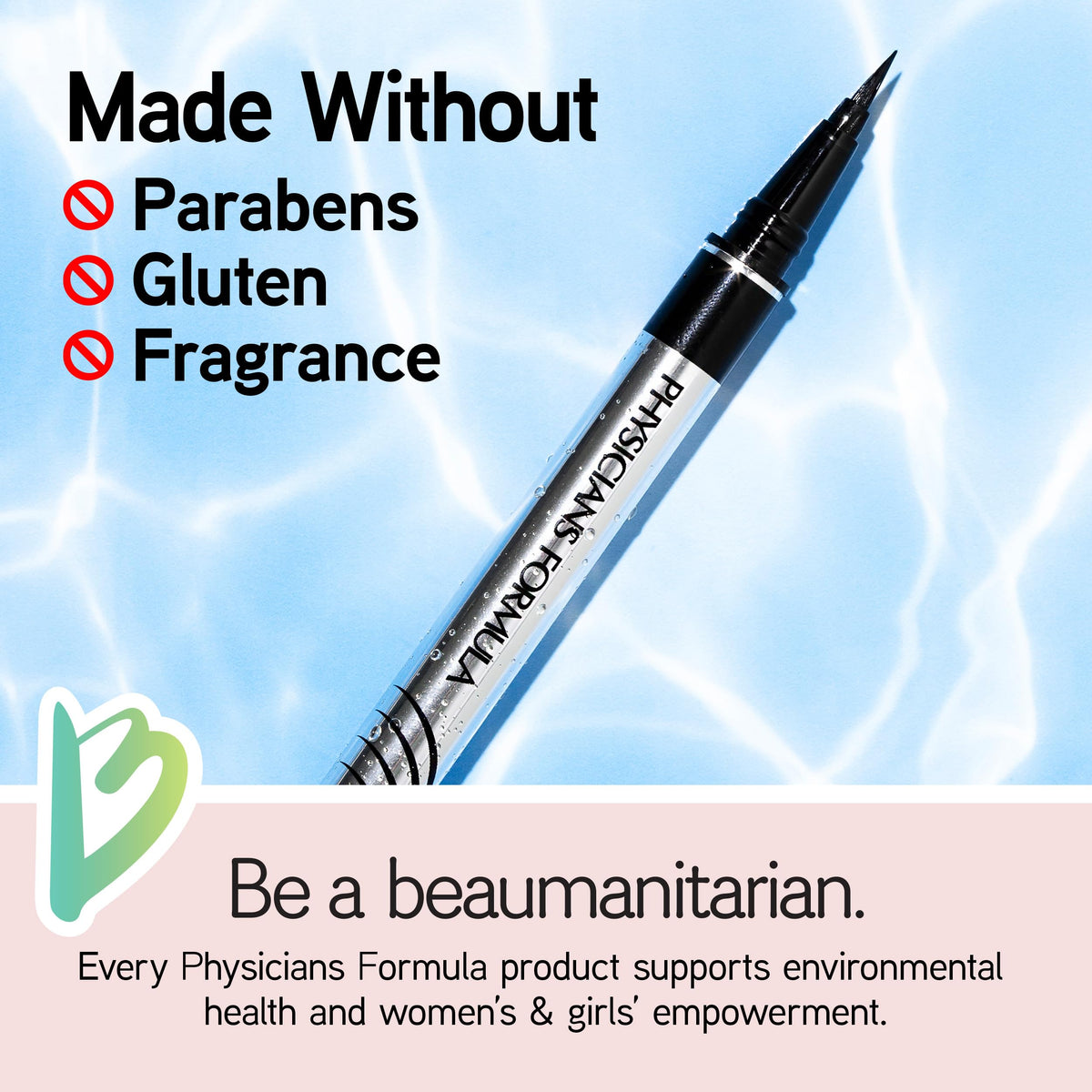 Physicians Formula rich black ink drop demonstrating intense pigment payoff