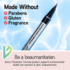Physicians Formula rich black ink drop demonstrating intense pigment payoff