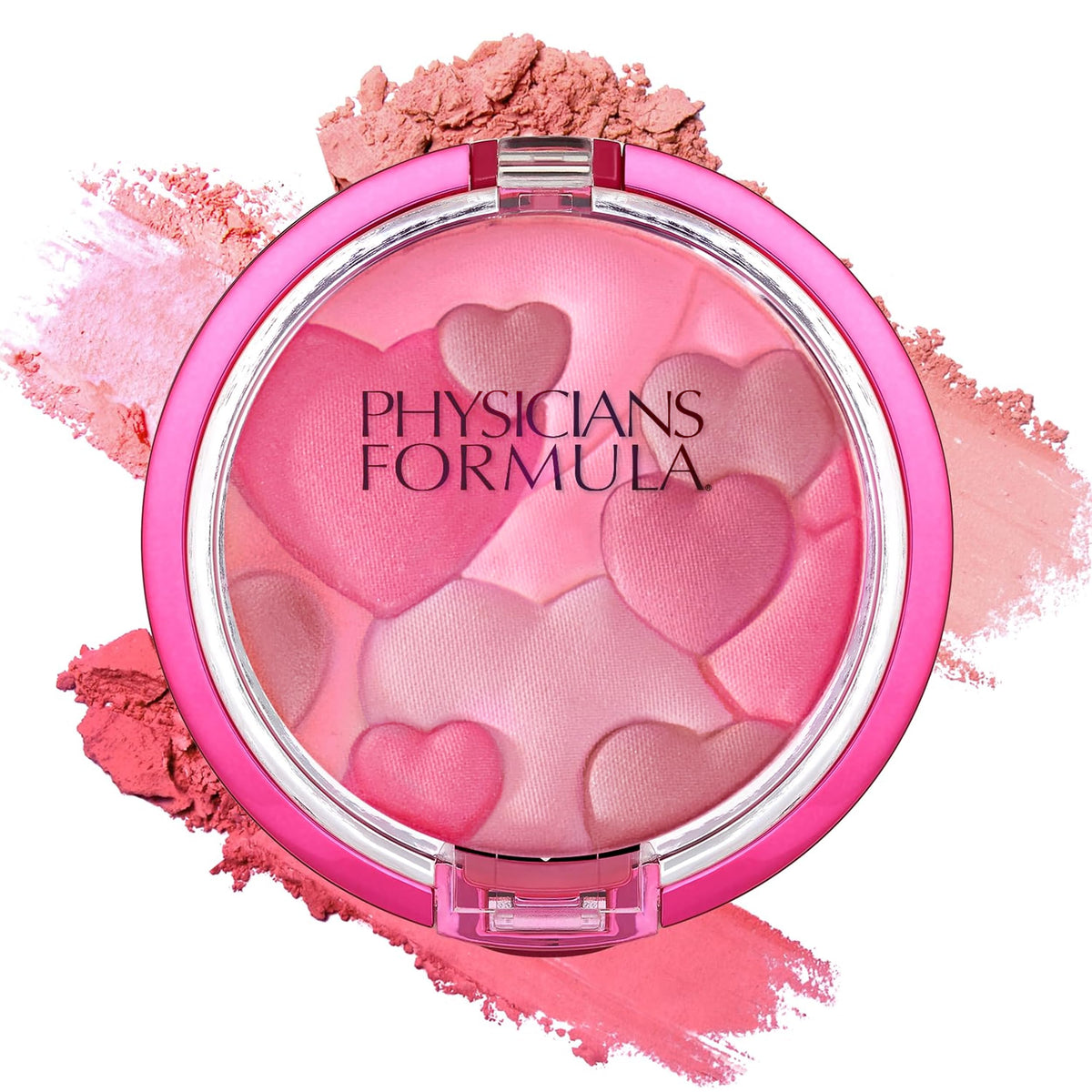 Physicians Formula compact front view showing rosy blend and compact design with easy application