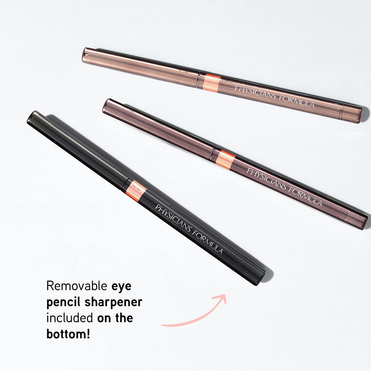 Physicians Formula eyeliner applied on eye illustrating brightening shimmer effect