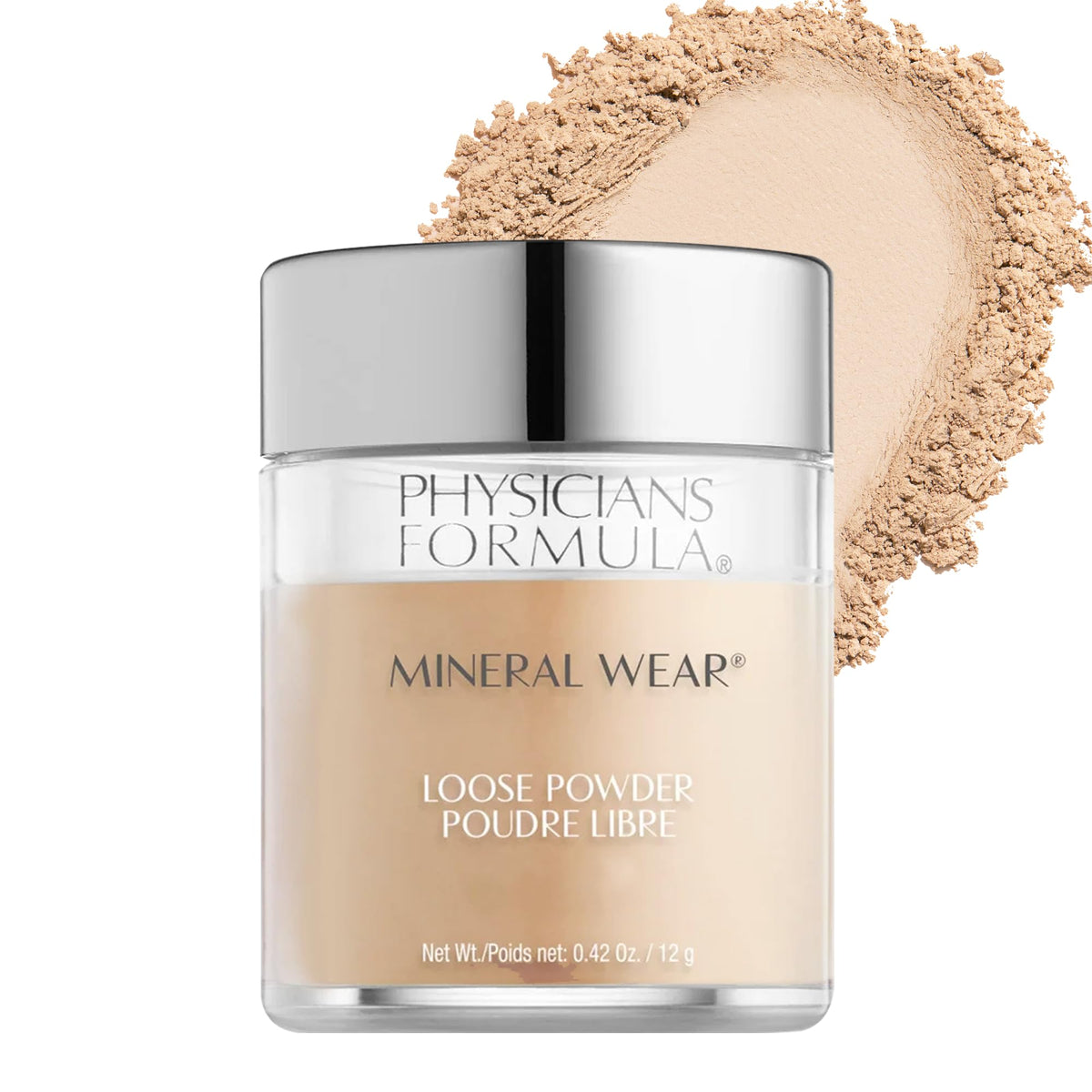Physicians Formula loose powder front packaging shows clean design and gentle formula benefit