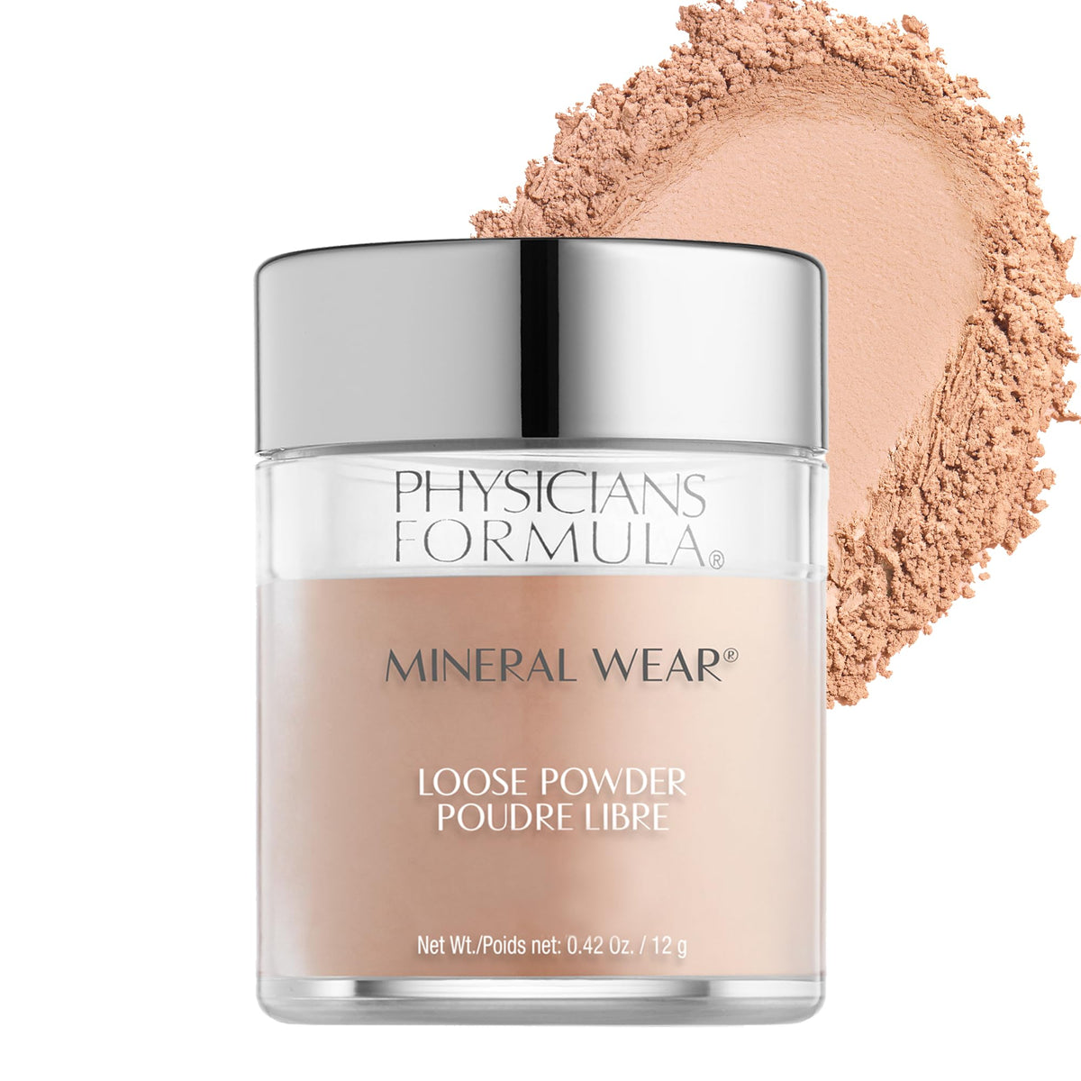 Physicians Formula loose powder front packaging shows shade and benefits
