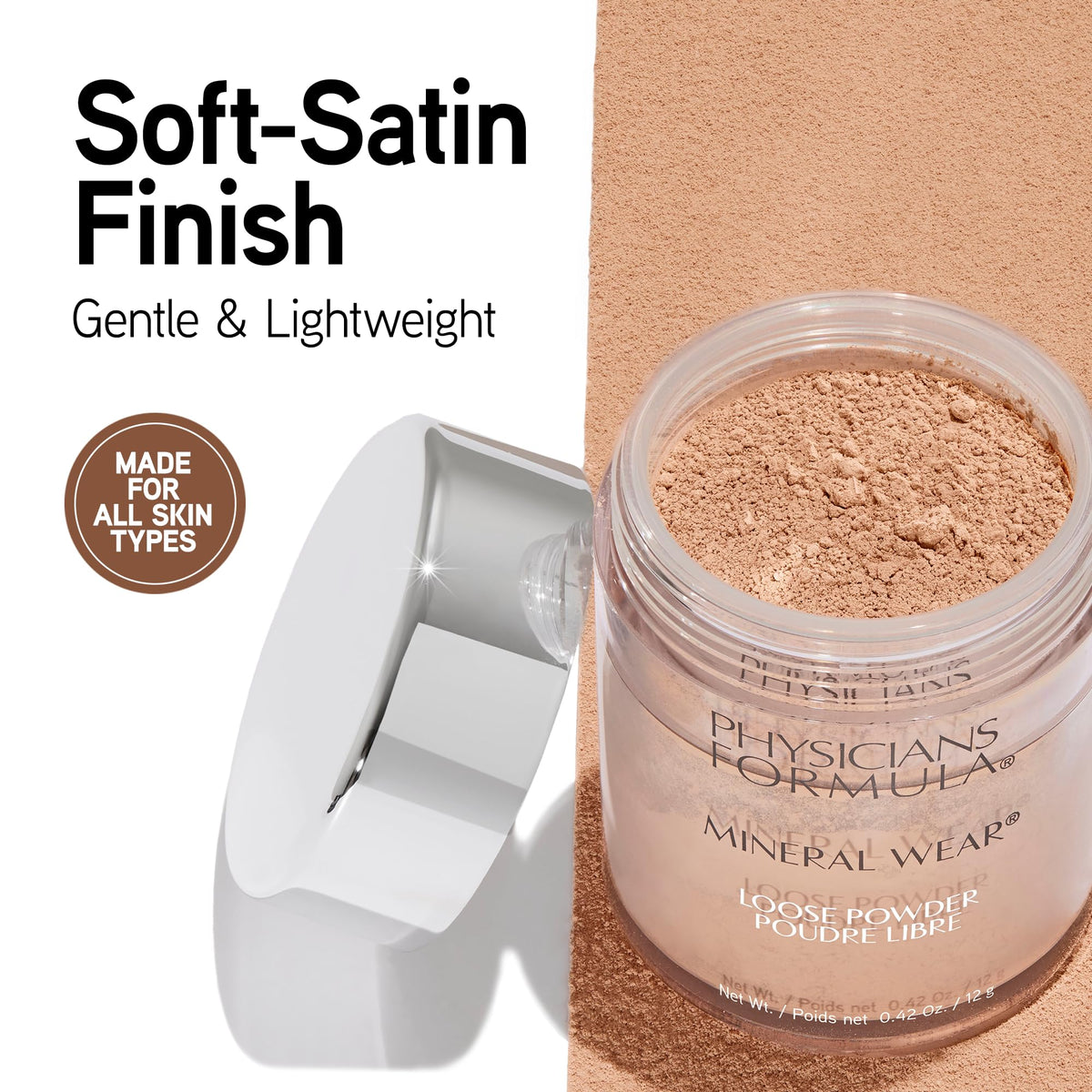 Physicians Formula Medium Beige swatch on skin illustrating natural coverage benefit