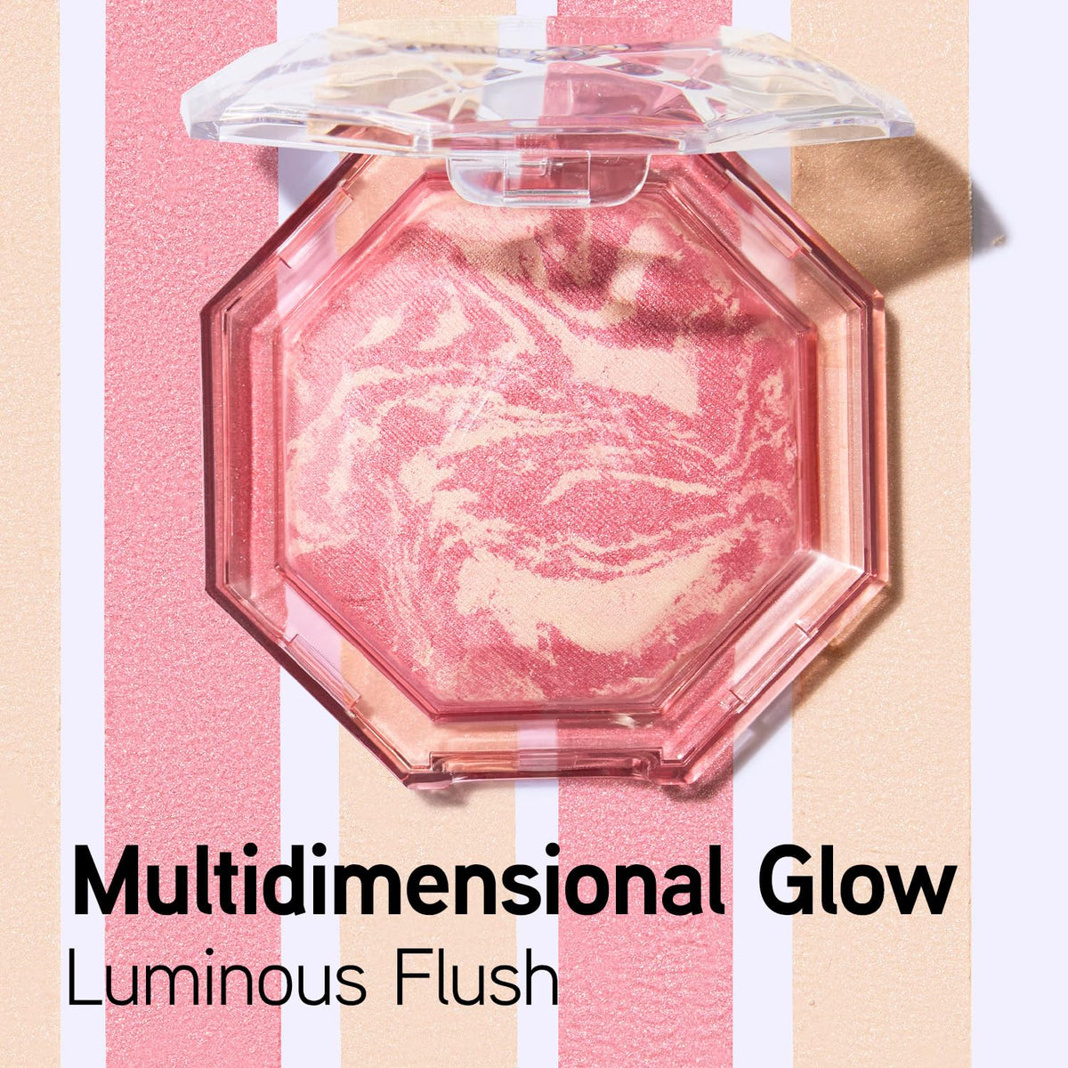 Physicians Formula blush pan close-up revealing baked texture and luminous sheen benefit