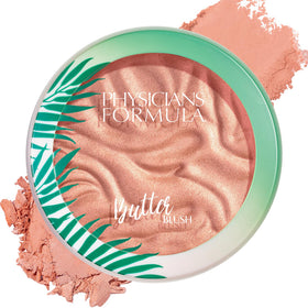 Physicians Formula blush compact front showing saucy mauve and benefit of luminous finish