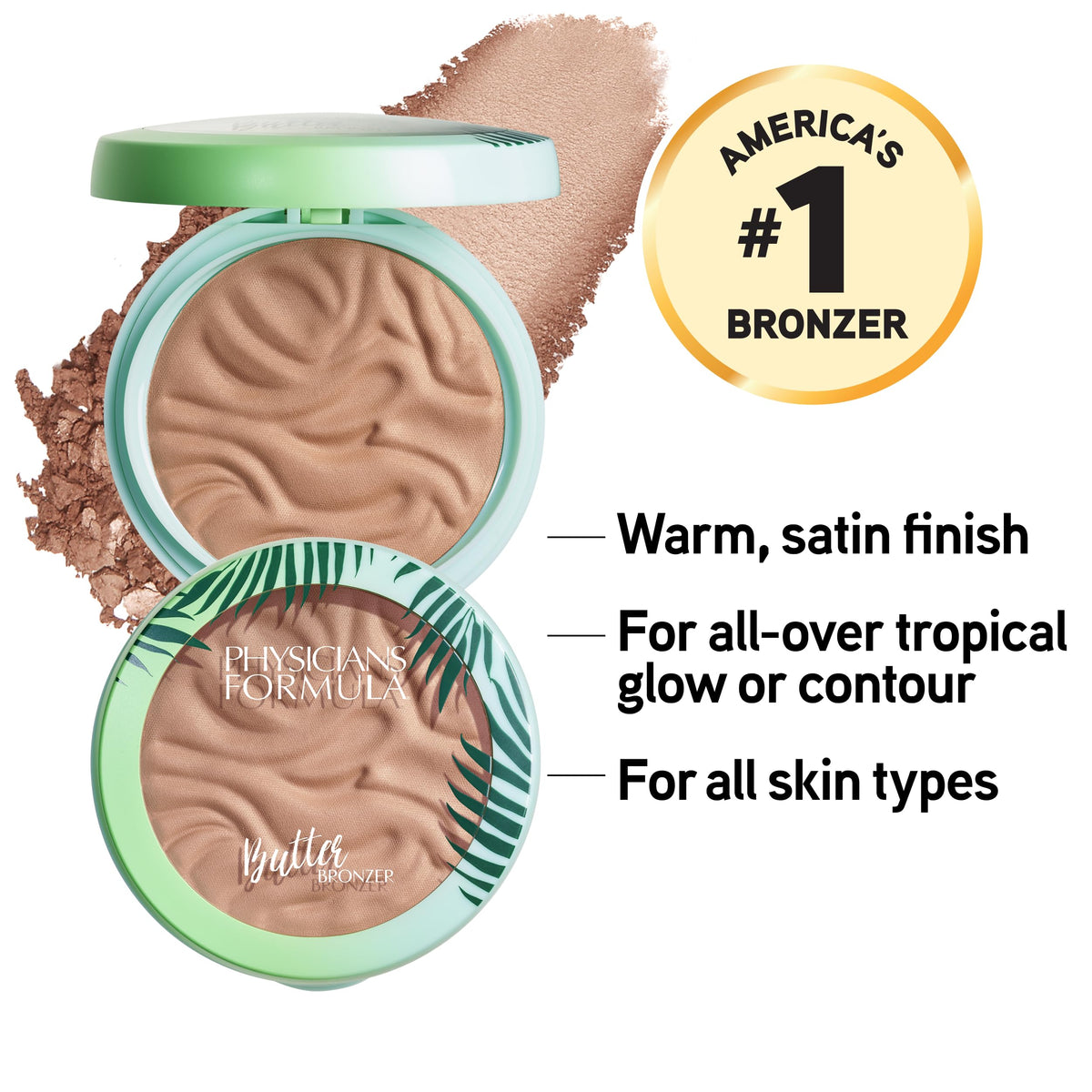 Physicians Formula bronzer swatch texture highlighting creamy blendability and luminous finish