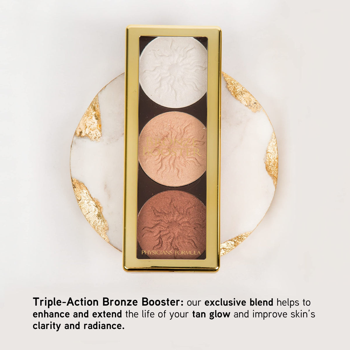 Physicians Formula palette in hand to show compact size and travel-friendly benefit