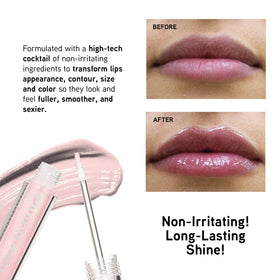 Physicians Formula before and after lips showing instant smoothing benefit