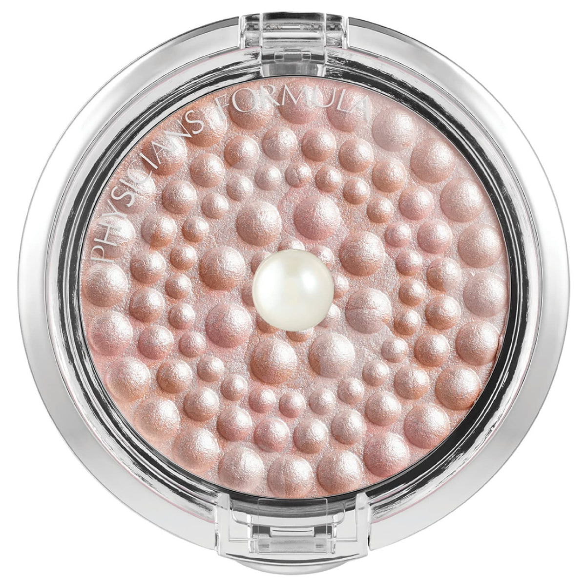 Physicians Formula compact front showing sleek packaging and translucent pearl glow benefit