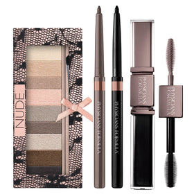 Physicians Formula front palette open showing nine nude shades and tools for versatile looks