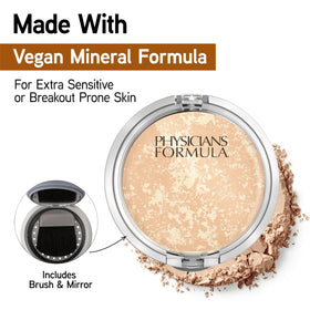 Physicians Formula compact held in hand for scale, portable for travel and purse